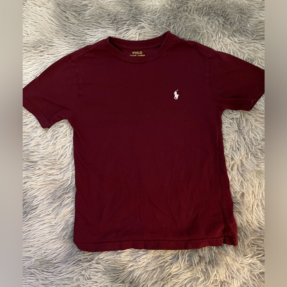 Kids Maroon Polo Ralph Lauren T shirt. Size Small.